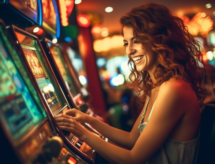 Dealer kasino langsung sedang berinteraksi dengan pemain di meja blackjack melalui fitur chat